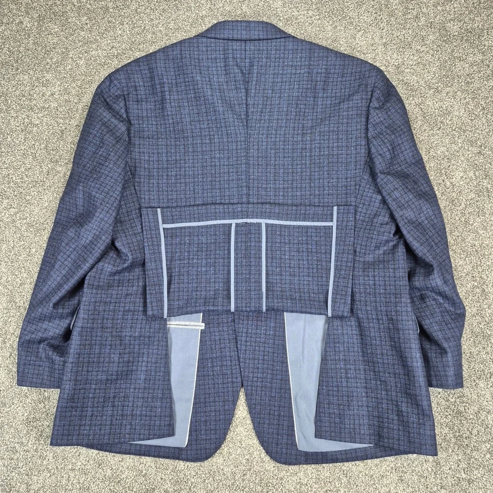 Joseph Abboud Blazer Mens 50R Blue Plaid Virgin Wool Lanificio‎ di Pray